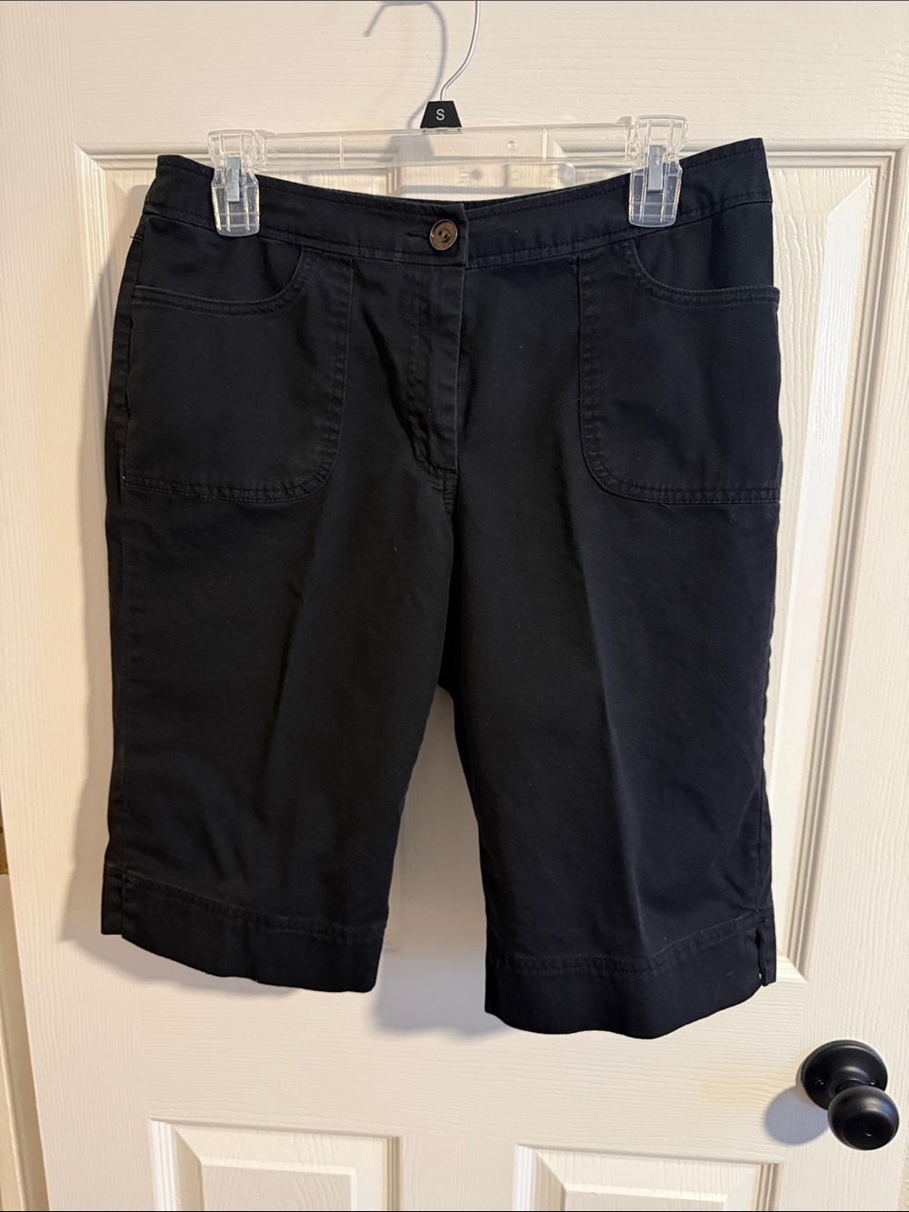 Chico's Black Bermuda Shorts with Front Patch Pockets - Picture 1 of 3